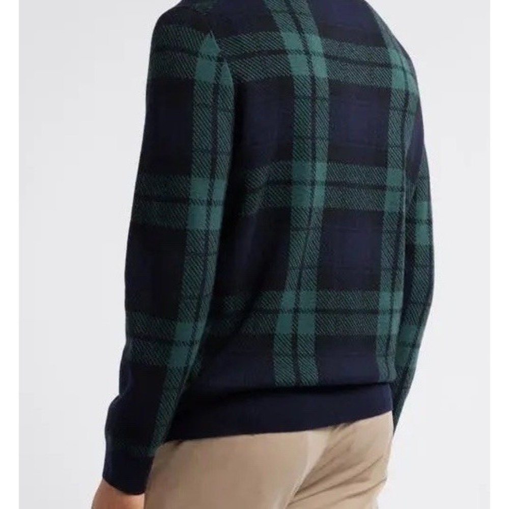 Vineyard Vines Boathouse Plaid Quarter Zip Merino Wool Cotton Sweater Mens L - Picture 9 of 11